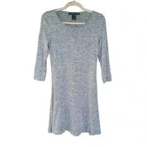 Trendyland Gray Heather Knit 3/4 Sleeve A-Line Sweater Dress Sz XS